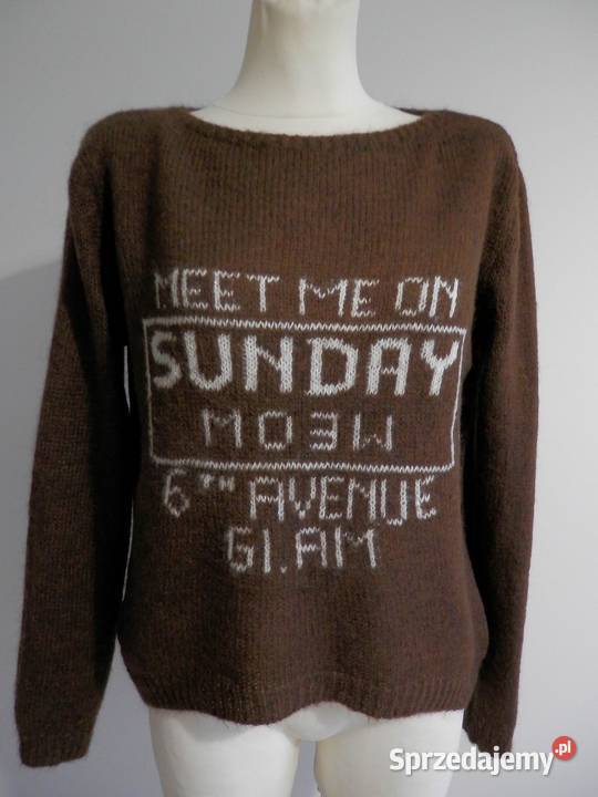 Sweter Wełniany Moherowy Czekoladowy Kolor Łomża