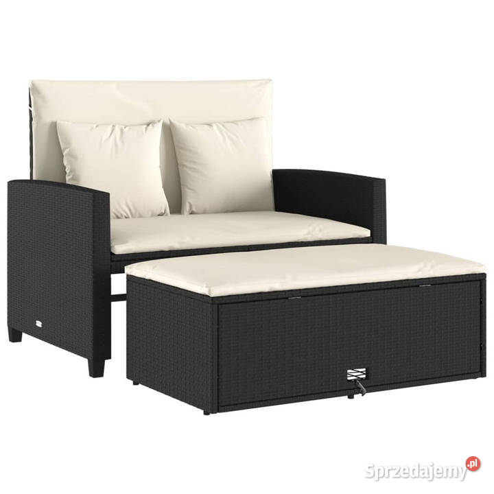 Sofa ogrodowa z poduszkami 2osobowa czarna
