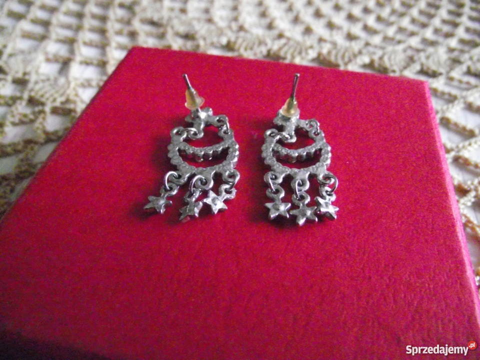 DŁUGIE KOLCZYKI Z KOLOROWYMI CYRKONIAMI posrebrzane Kolczyki Piła