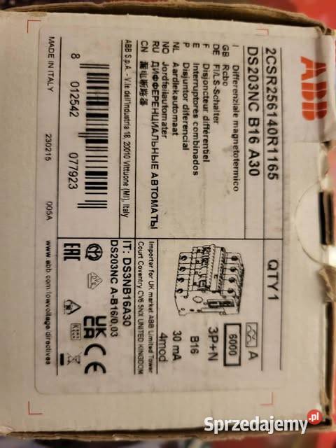 Wyłącznik różnicowoprądowy automatyczny ABB Zabezpieczenia i rozdzielnice Chełm sprzedam