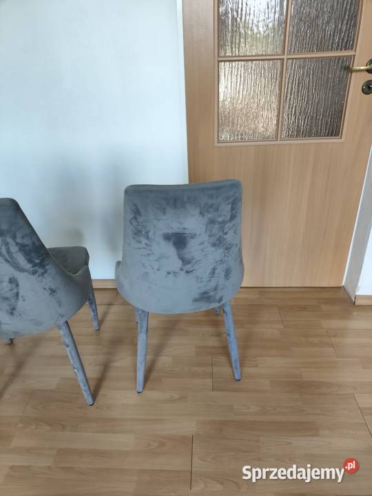 Krzesła tapicerowane TRIX Velvet szare do Chotomów