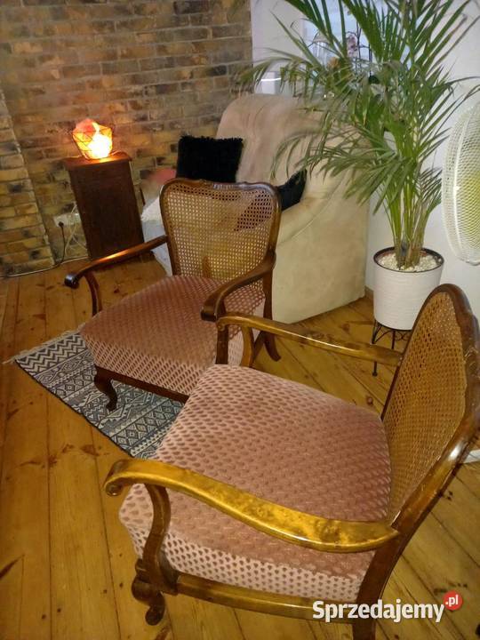 fotel retro styl biedermeier rafia ludwik art Gdańsk