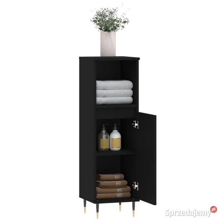 Szafka łazienkowa czarna 30x30x100 materiał Łazienkowe