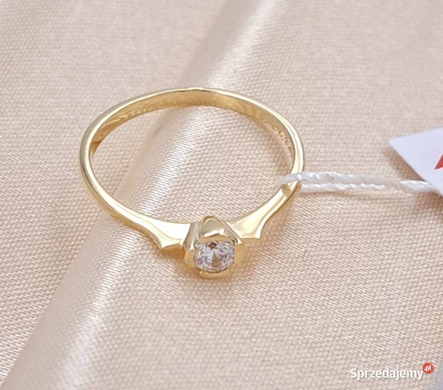 Pierścionek r14 Złoty pr585 classic z jednym Pierścionki Poznań