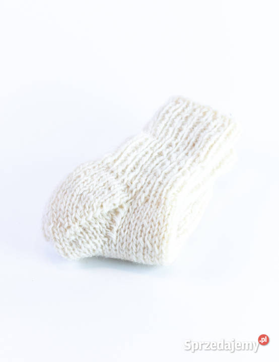 Wełniane skarpetki kremowe kostkę jednolite Szaflary