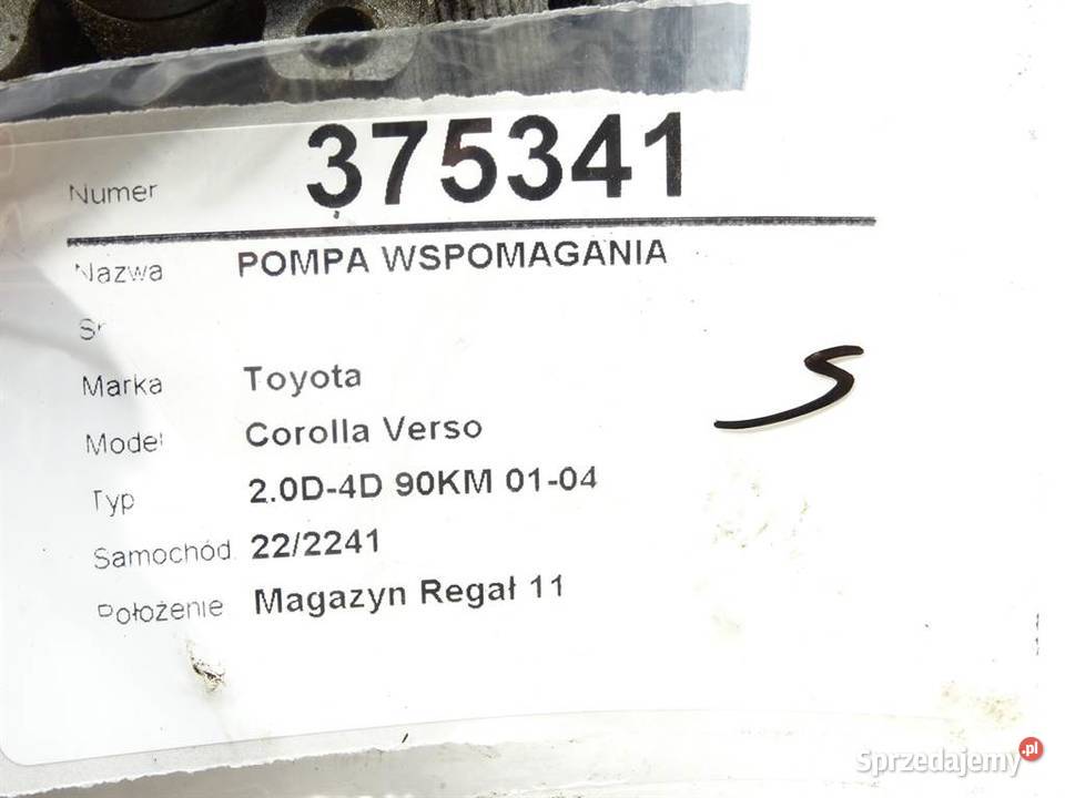 POMPA WSPOMAGANIA TOYOTA COROLLA E12 20 90 0107 osobowe