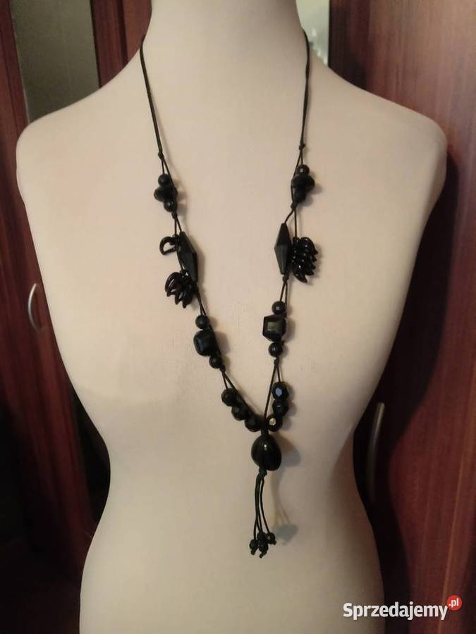 Czarny długi naszyjnik Dodatki Chrzanów