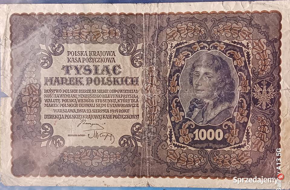 1000 Marek Polskich 1919 r Warszawa Seria III Konin