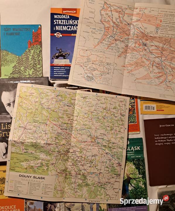 Dolny Śląsk zestaw map i książek wykrywacz Brzesko