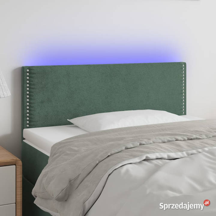 Zagłówek do łóżka z LED ciemnozielony 80x5x7888