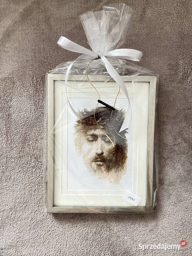 Haft krzyżykowy Jezus Chrystus rękodzieło obraz Obrazki i obrazy