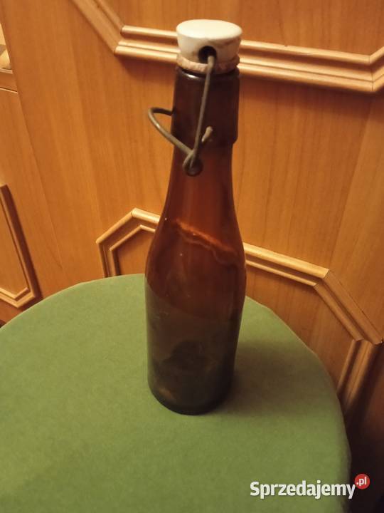 Butelka piwa z porcelanką 03 l PRL Birofilistyka Koźminek