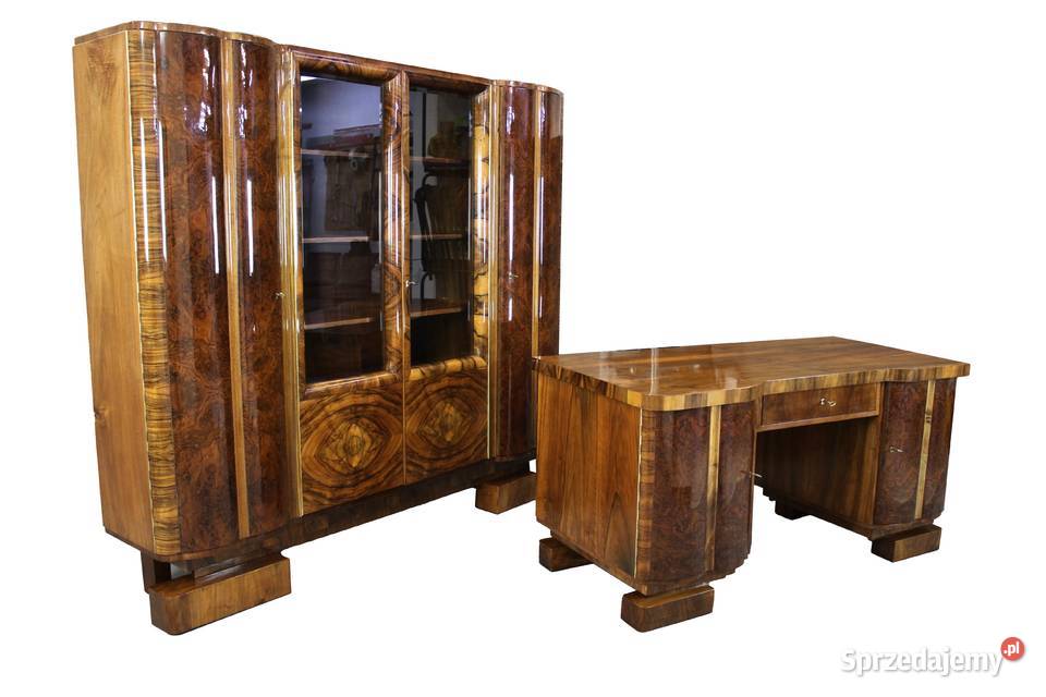 Piękny gabinet art deco renowacji biurko i Meble Zielonka