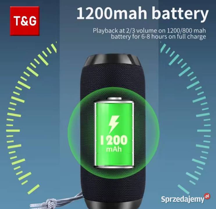 Głośnik przenośny BT TG bateria 1200mAh Super Słuchawki i głośniki Krotoszyn