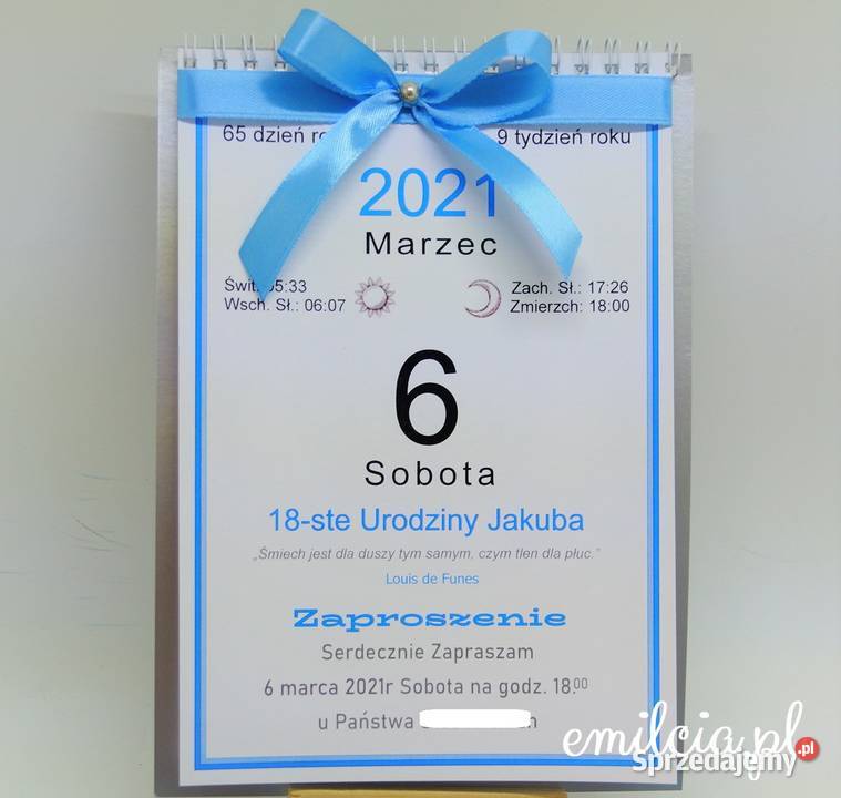 Zaproszenie na urodziny Kartka Kalendarz Spirala lubuskie Zielona Góra