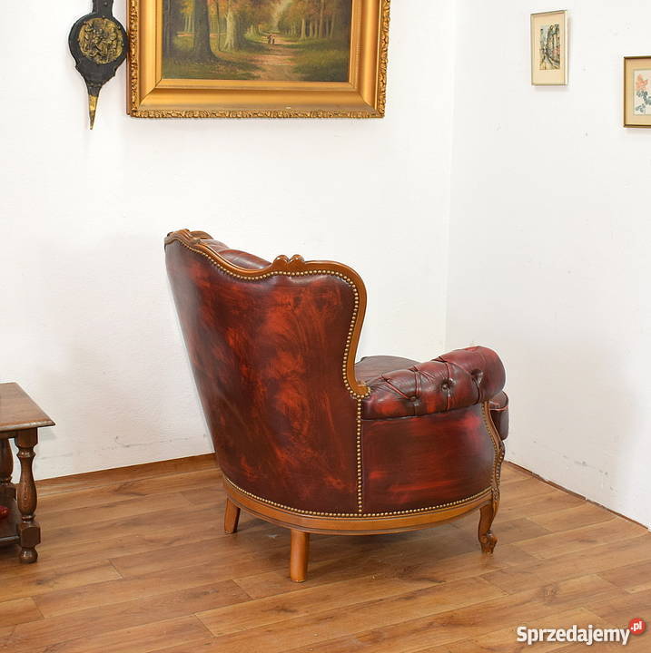 Fotel chesterfield piękny wygodny skóra pikowany Świdnica sprzedam