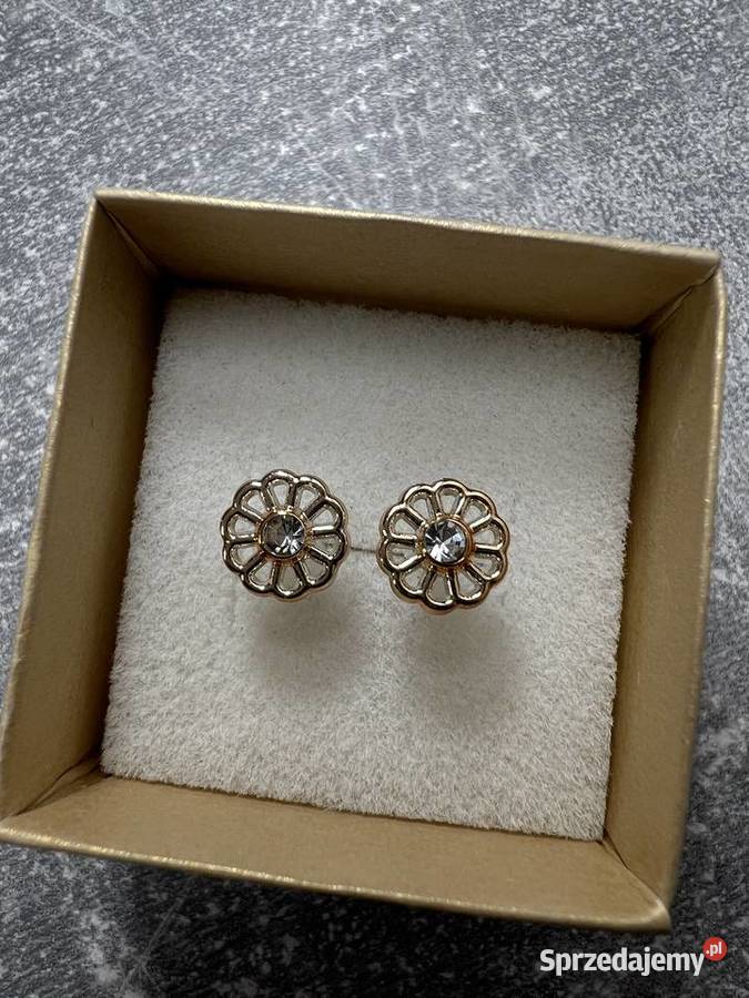 Kolczyki złote z diamentem kwiat kwiatki kwiatek sprzedam