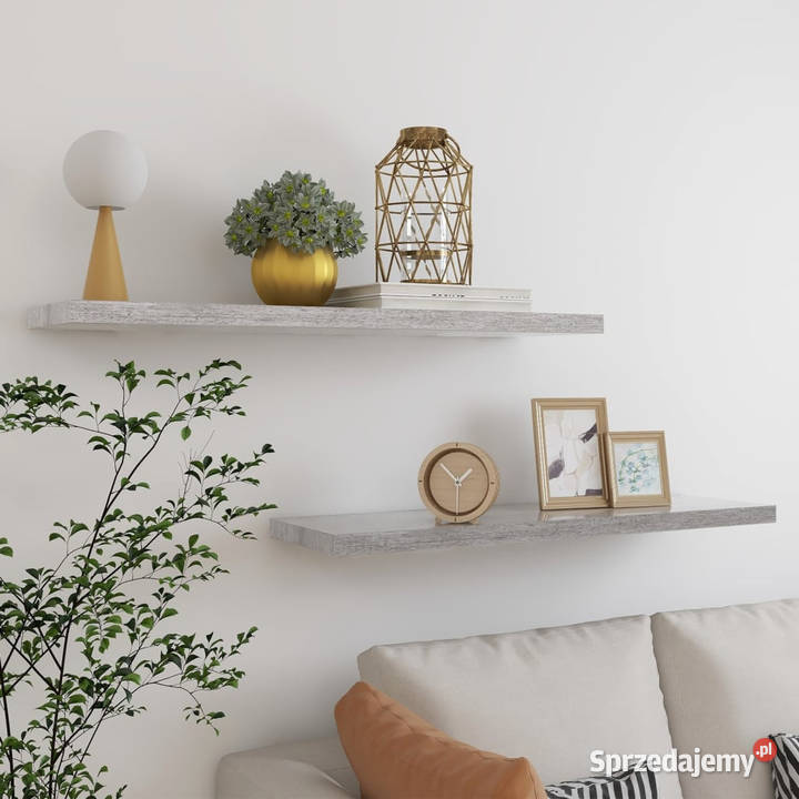 Półki ścienne 2 szarość betonu 90x235x38 MDF Warszawa