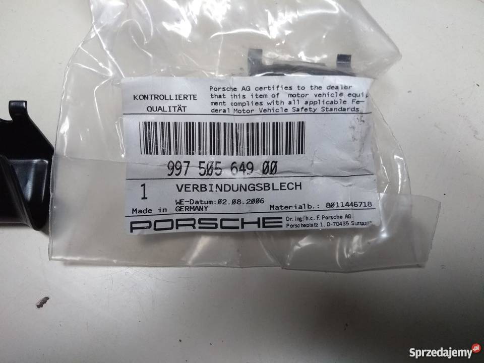 PORSCHE 997 wspornik osłony termicznej zderzaka zderzaki Pilzno