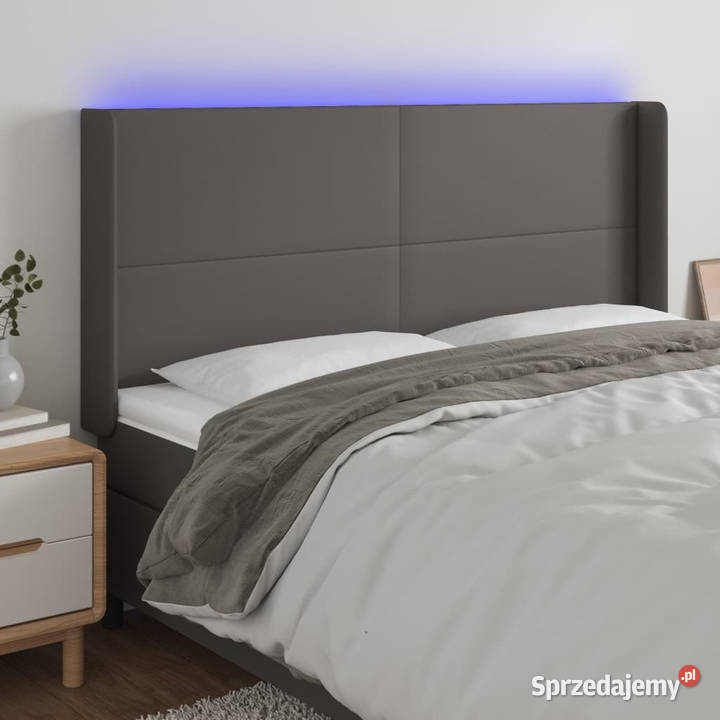 Zagłówek do łóżka z LED szary 163x16x118128 Ramy i stelaże Warszawa