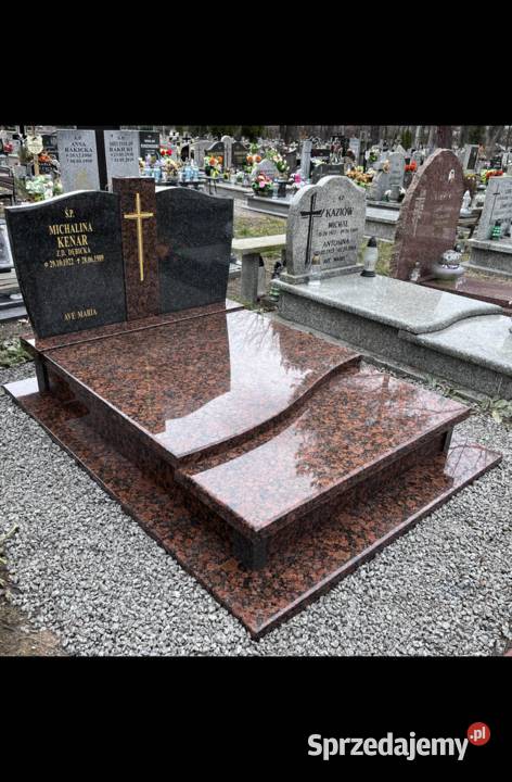 NAGROBEK GRANITOWY PODWÓJNY Z MONTAŻEM GRANIT Konary