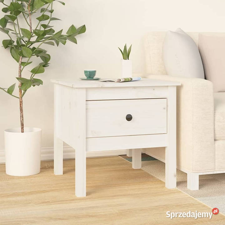 Stoliki boczne 2 białe 50x50x49 lite drewno Warszawa sprzedam