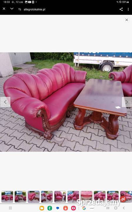 Komplet Chesterfield 311 skóra wiśnowa śląskie Bielsko-Biała