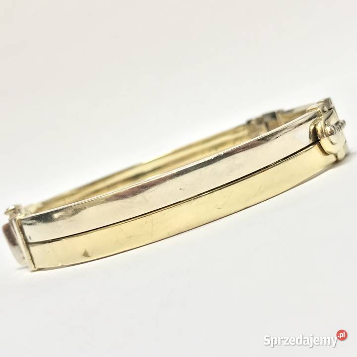Złota BRANSOLETKA damska 14K SZTYWNA zdobiona złote Warszawa
