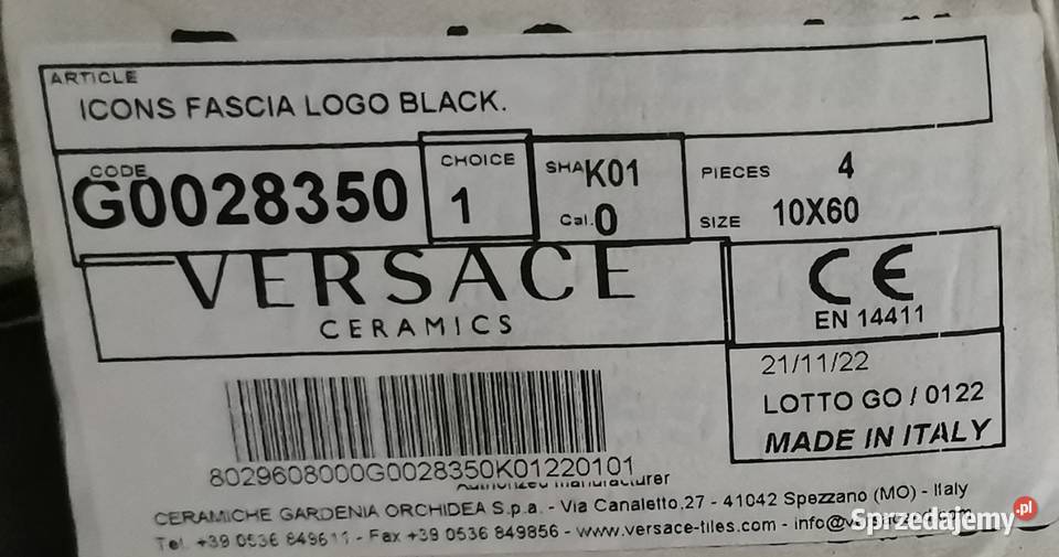 Versace Icons Fascia Medusa Black 20x60 ora Poskwitów