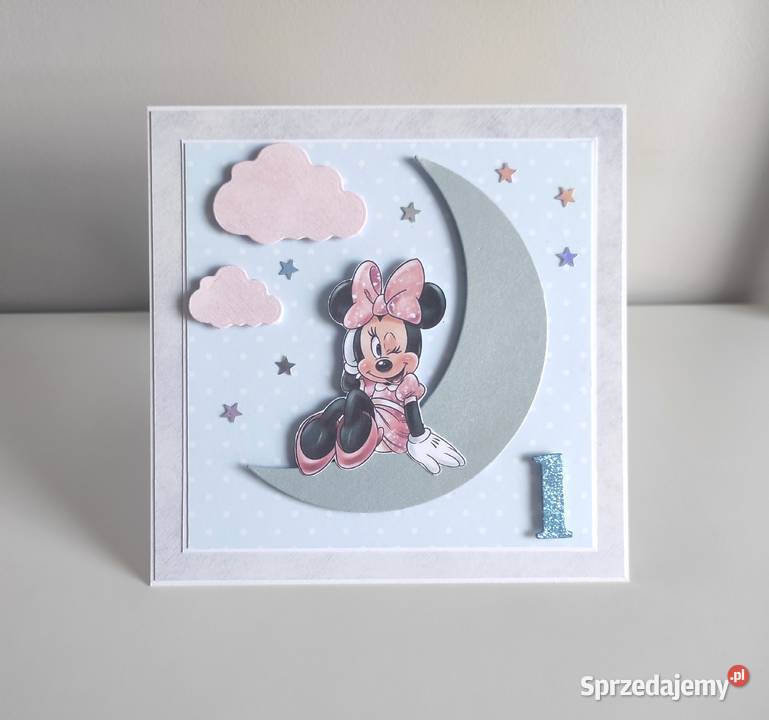 Kartka ręcznie robiona na urodziny Myszka Minnie łódzkie Łódź