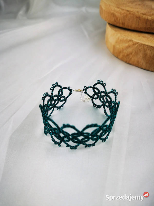 Komplet biżuterii frywolitka Wiśniowa