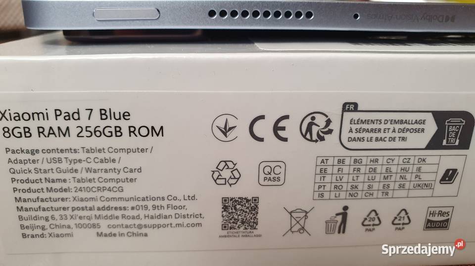 Tablet Xiaomi Pad 7 Blue 8256 Ładowarka Kielce