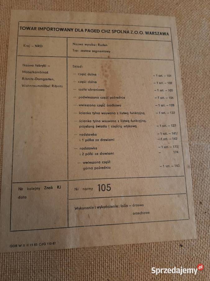 Segment Biblioteka z komodą vintage PRL na Meble do salonu małopolskie Oświęcim sprzedam