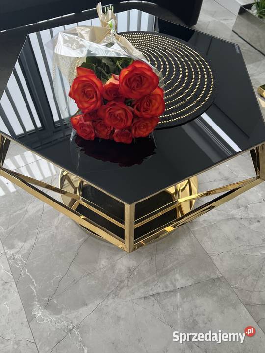 Stolik złoty kawowy ława Diamentino Czarny małopolskie Golkowice