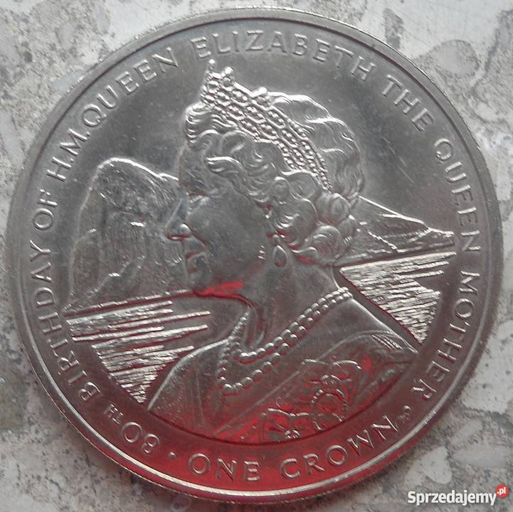 GIBRALTAR1 CROWN KORONA1980 r 80 TH BIRTHDAY Numizmatyka