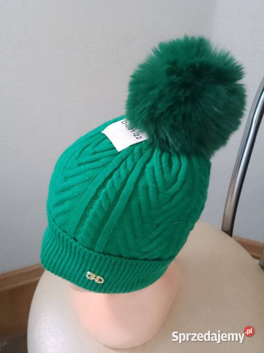 Czapka damska z pomponem zielona Chrzanów