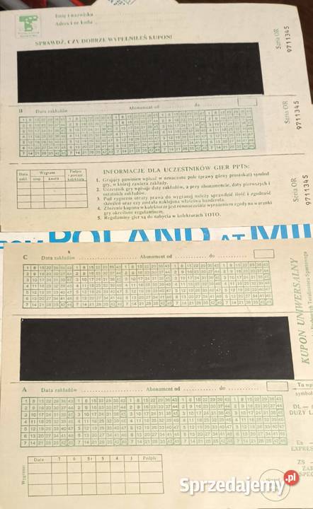 Unikat kolekcjonerski kupon totalizatora czysty