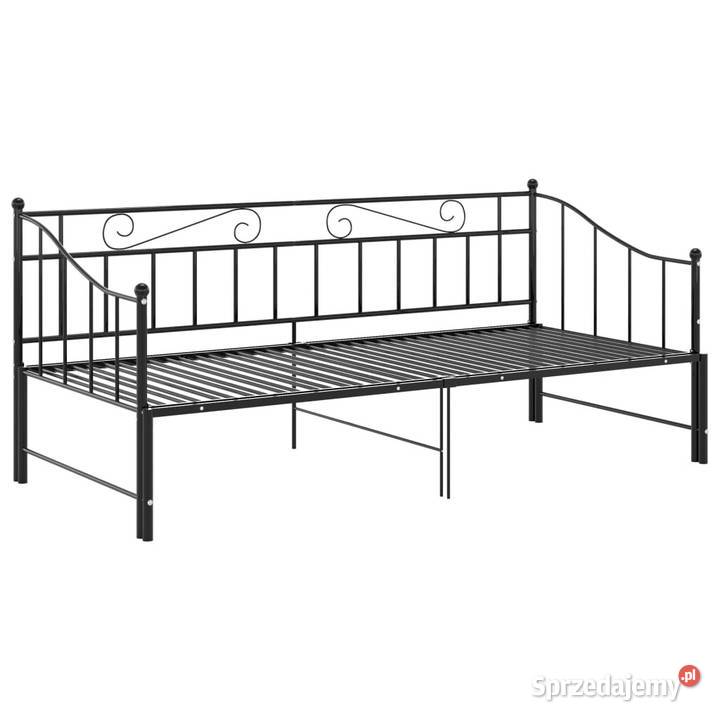 Sofa z wysuwaną ramą łóżka czarna metalowa sprzedam