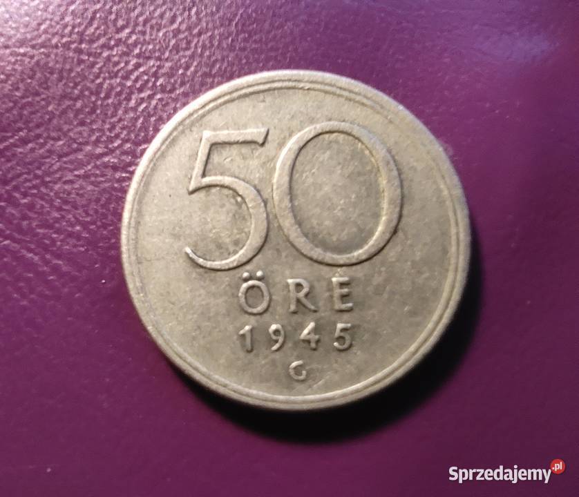 Moneta 50 ORE 1945 G SZWECJA Srebro ŁadnaRzadka mazowieckie Pruszków sprzedam