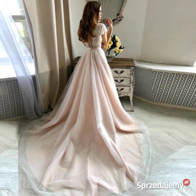 Suknia ślubna princessa szampan 46 XXXL 16 48 dolnośląskie Jelenia Góra