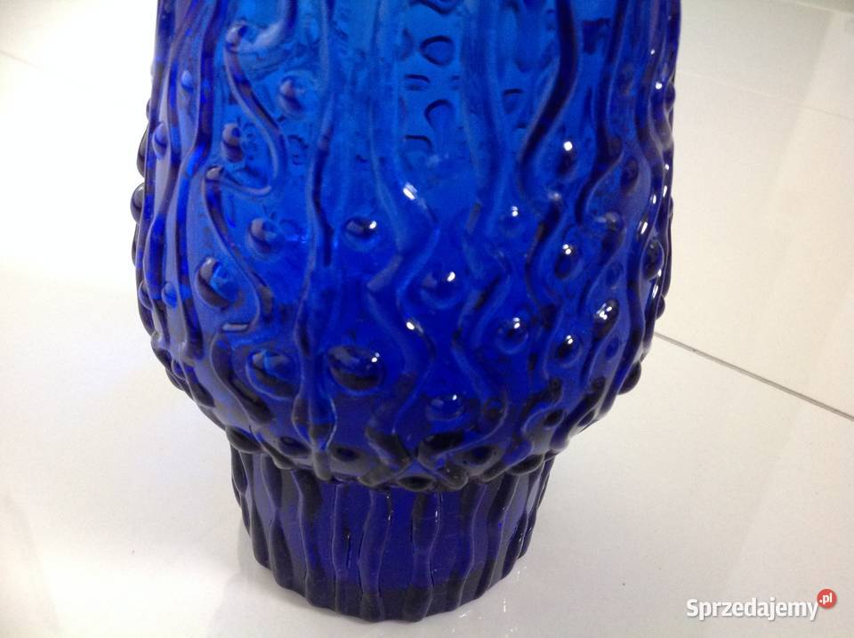 Wazon Szklany Niebieski ATAUPE Vintage lata 60 Nowa Sól sprzedam