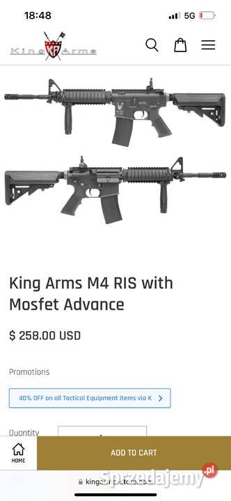 asg M4 ris mosfet advance Kings Rams kolimator pomorskie Dębnica Kaszubska