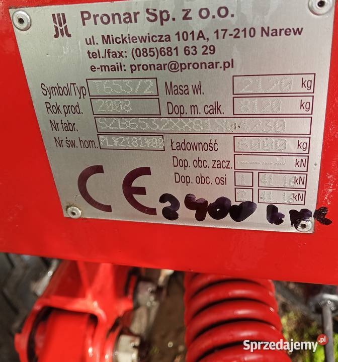 Pronar T6532 6T plandeka hamulce hydrauliczne Przyczepy rolnicze Sierpc