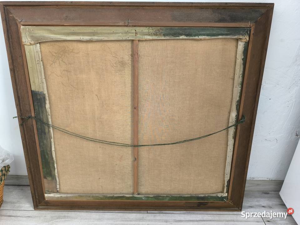 Piękny obraz olejny scena rodzajowa sygnowany Łódź