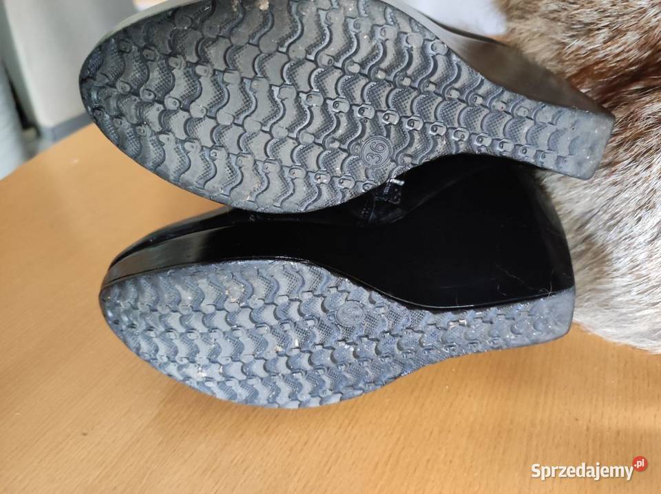 koturny botki półbuty skórzane na koturnie 22.5cm