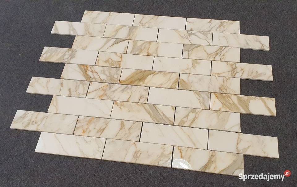 Mozaika Bianco Calacatta Gold Cegiełka poler Bielawa
