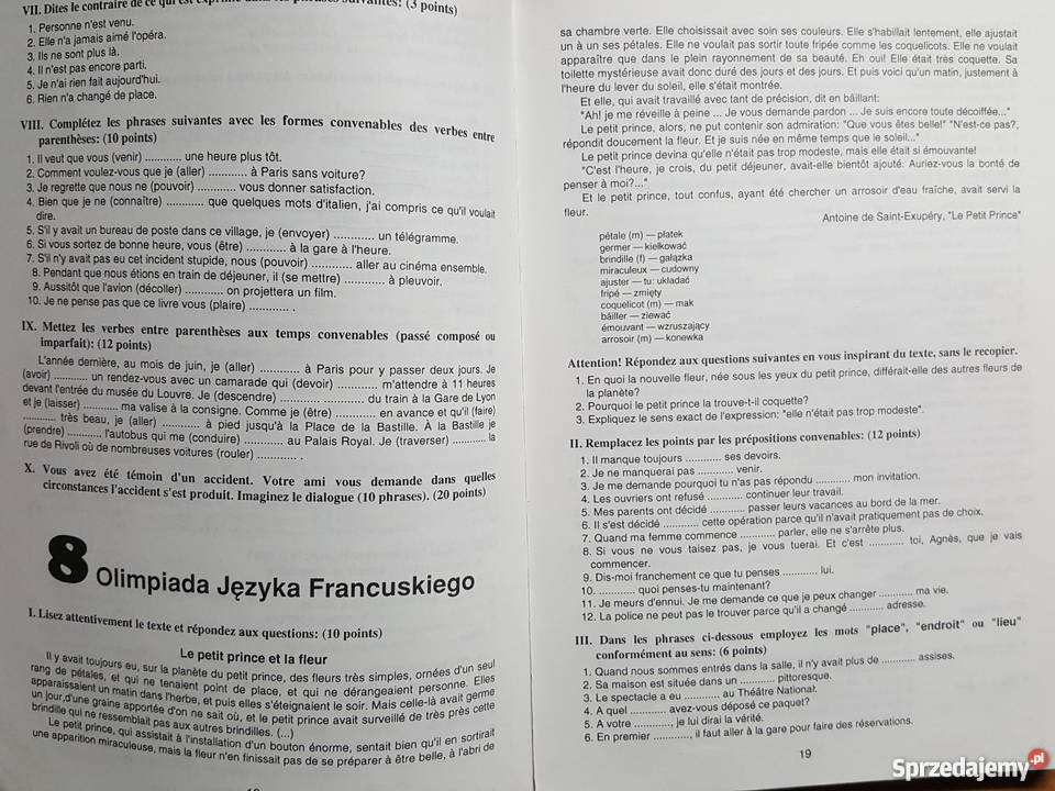 Książka Olimpiada języka francuskiego TESTY z wielkopolskie Złotniki