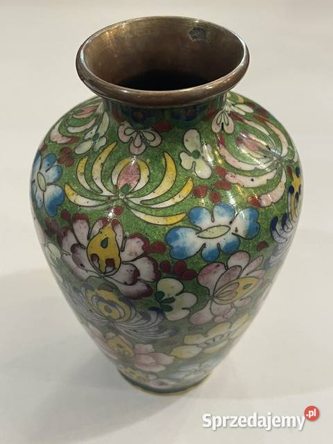 Wazon cloisonn ręcznie zdobiony Chiny lata 7080