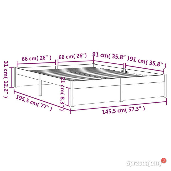 Rama łóżka czarna lite drewno 140 x 190 WM814933 sprzedam