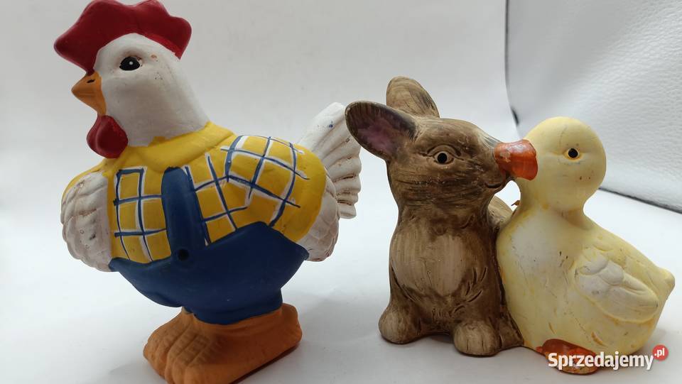 Figurki ceramiczne ptaki kogut kurczak i królik Figurki i rzeźby Zamość sprzedam